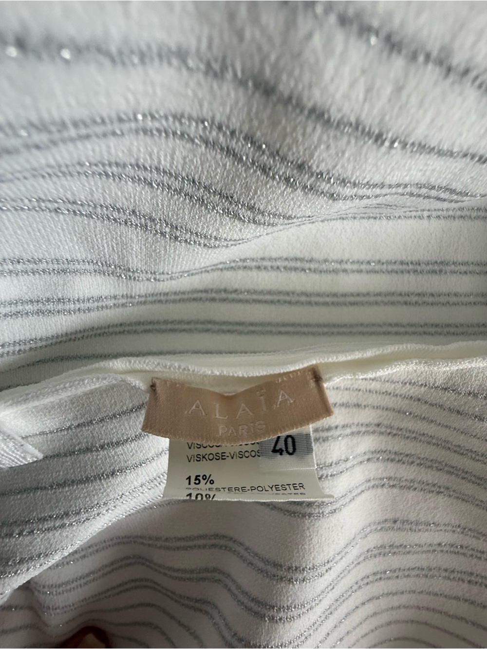 Alaia White and silver Striped V-Neck Knit Dress - Picture 7 of 7